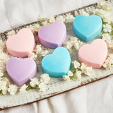 heart shaped soaps that signify autism love and self care, perfect for a pop of color in a bathroom