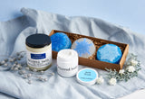 winter gift set- winter wonderland candle, jack frost body butter, box of three snowflake soaps